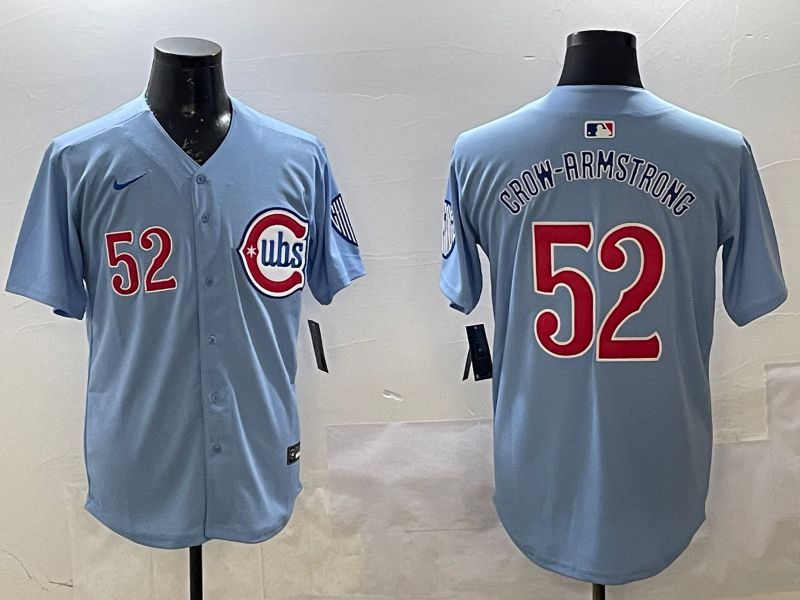 Men Chicago Cubs #52 Grow-Armstrong Light Blue Throwback Fashion 2025 Nike MLB Jersey style 1->chicago cubs->MLB Jersey